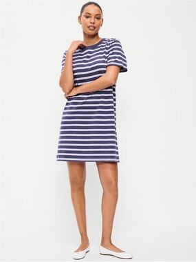 Old Navy Navy and White Striped Mini Dress